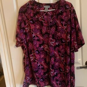 Catherines Women's Paisley Blouse - Purple and Pink